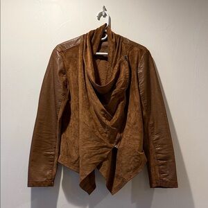 Blank NYC Brown Drape Front Moto Jacket